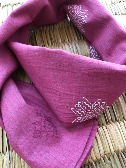Khadi Stole with Kasuti Embroidery
