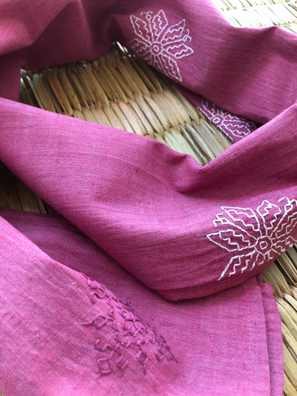 Khadi Stole with Kasuti Embroidery