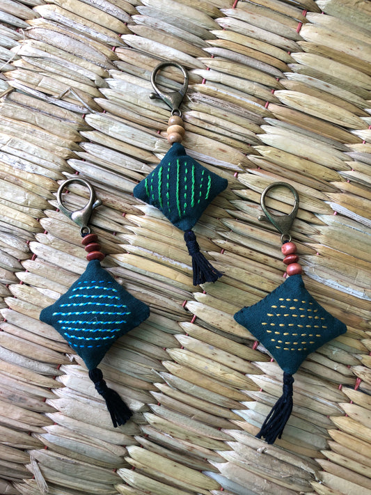 Hand-Embroidered Keychains/Bag Tags (Set of 3)