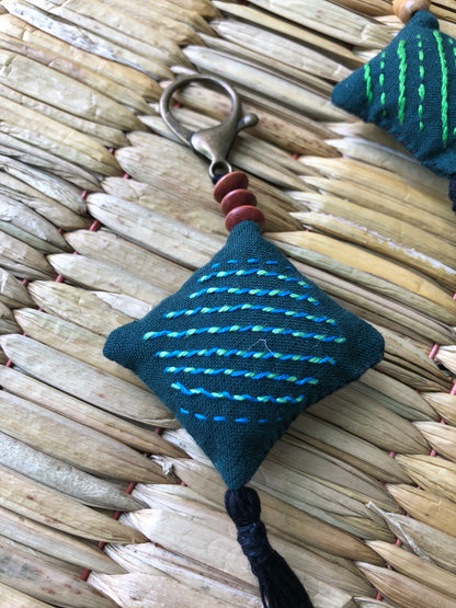 Hand-Embroidered Keychains/Bag Tags (Set of 3)