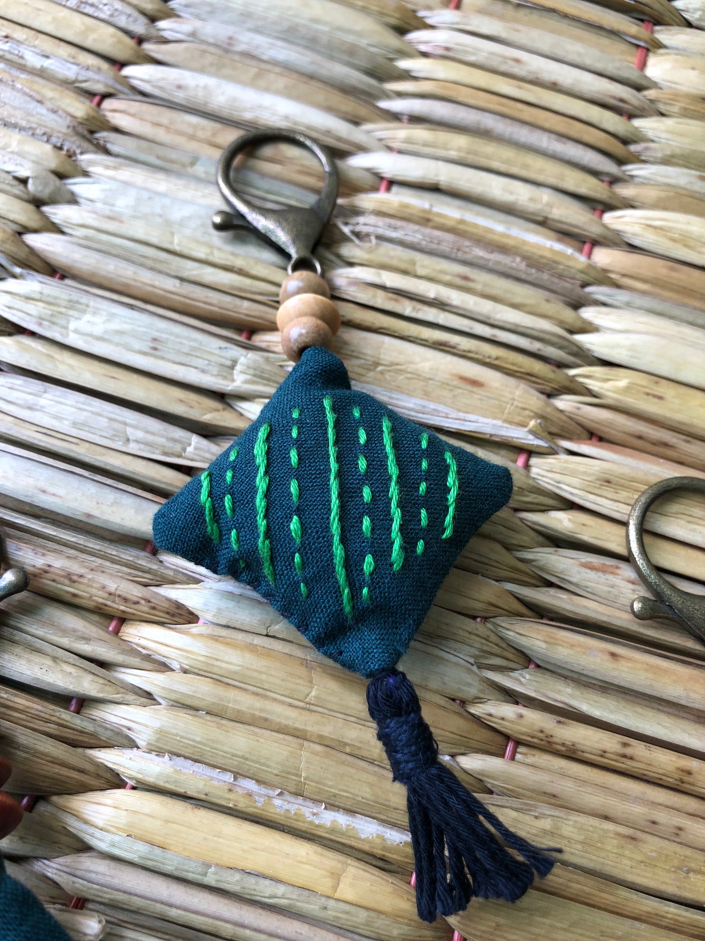 Hand-Embroidered Keychains/Bag Tags (Set of 3)