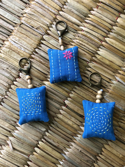 Hand-Embroidered Keychains/Bag Tags (Set of 3)