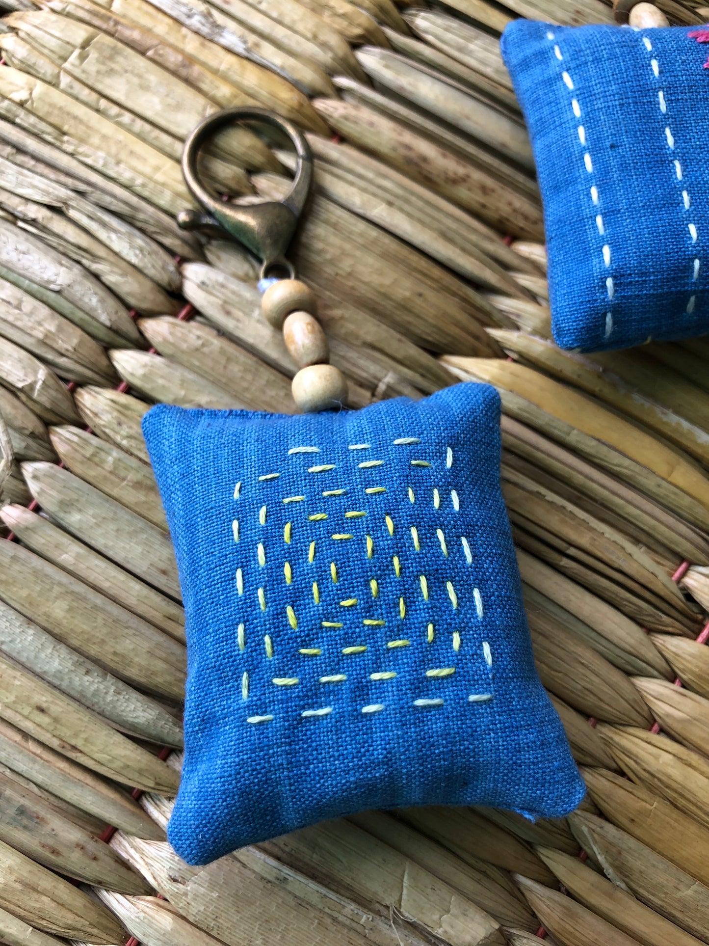 Hand-Embroidered Keychains/Bag Tags (Set of 3)