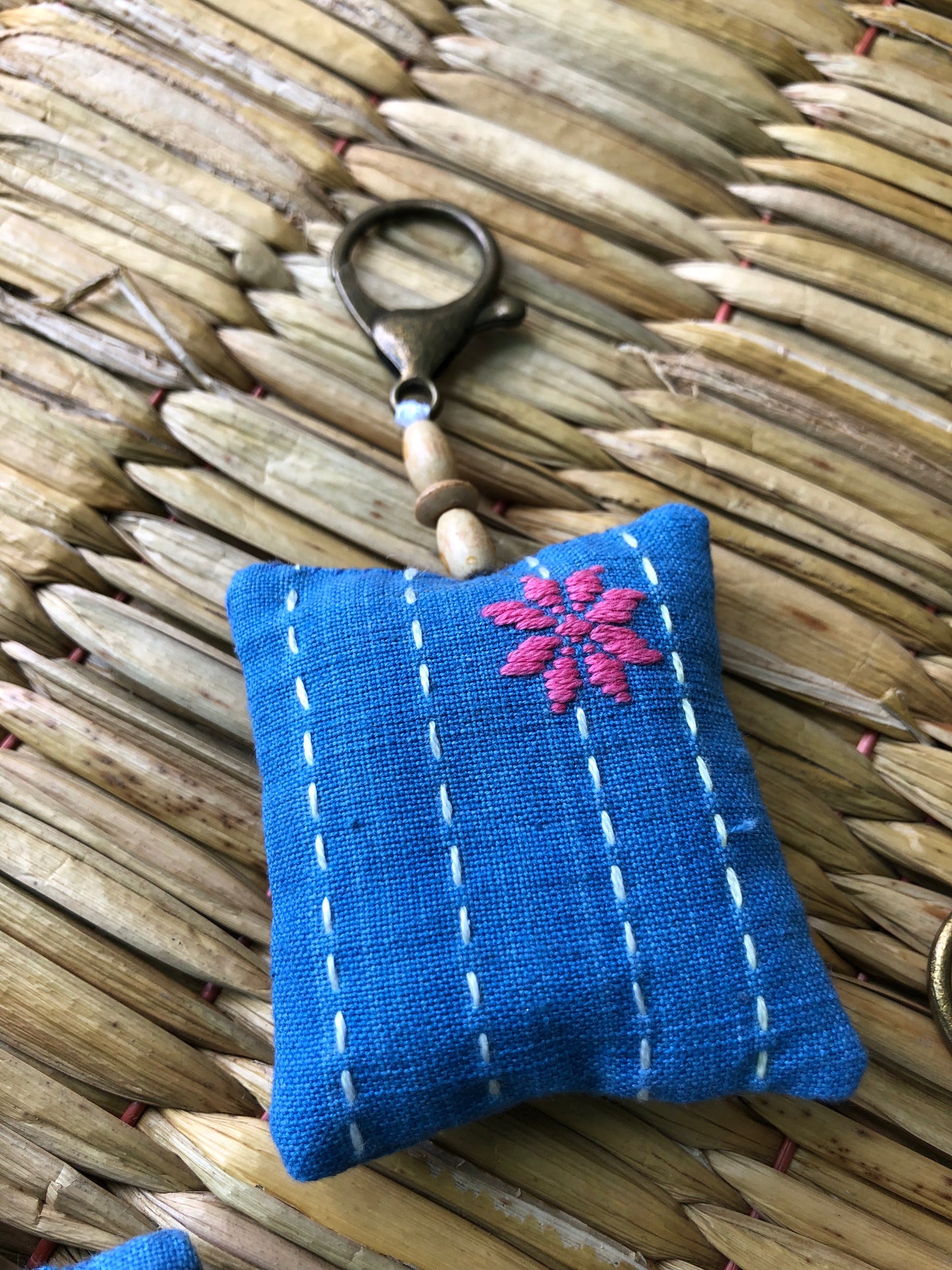 Hand-Embroidered Keychains/Bag Tags (Set of 3)