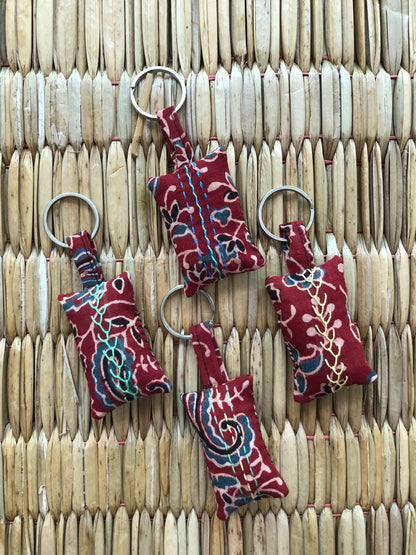 Hand-Embroidered Keychains/Bag Tags (Set of 4)