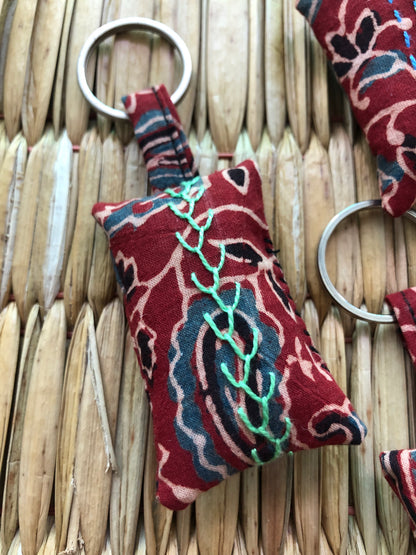 Hand-Embroidered Keychains/Bag Tags (Set of 4)