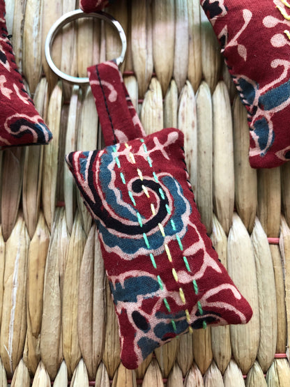 Hand-Embroidered Keychains/Bag Tags (Set of 4)