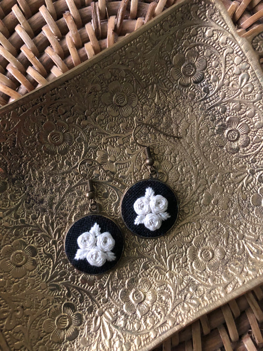 White Blooms at Night Earrings