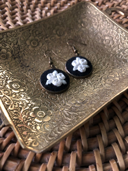 White Blooms at Night Earrings