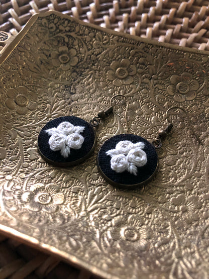 White Blooms at Night Earrings